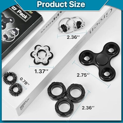 Fidget Toys Adults Pack 6Pcs, EDC Fidgeting Game for Kids Teen Cool Mini Gadget Desk Toys Figette Spinner Figits Rings Classroom ADHD Stress Anxiety Relief Silent Toy Stocking Stuffers Gift for Boys in Kuwait