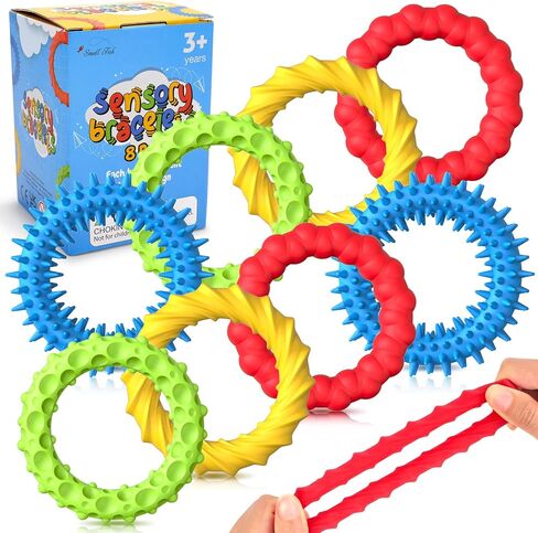 Sensory Fidget Toys for Kids Adults - 4 Pack Stretchy Fidget Bracelet | Texture & Calming Autism Sensory Toys for Special Needs Autistic Children | Calm Down Toy for Toddler Girls Boys in Kuwait