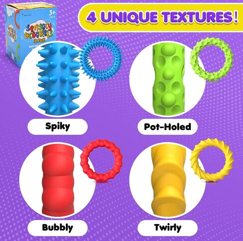 Sensory Fidget Toys for Kids Adults - 4 Pack Stretchy Fidget Bracelet | Texture & Calming Autism Sensory Toys for Special Needs Autistic Children | Calm Down Toy for Toddler Girls Boys in Kuwait