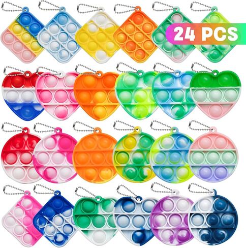 Pop Fidget Toys Bulk Its 24 Pack Party Favors for Kids Easter Basket Stuffers Egg Fillers 3 Shape Mini Pop Keychain It Fidget Toy Fidgets for Kids School Classroom Prizes Birthday Goodie Bag Stuffers in Saudi Arabia