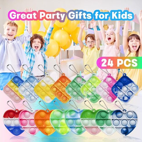 Pop Fidget Toys Bulk Its 24 Pack Party Favors for Kids Easter Basket Stuffers Egg Fillers 3 Shape Mini Pop Keychain It Fidget Toy Fidgets for Kids School Classroom Prizes Birthday Goodie Bag Stuffers in Saudi Arabia