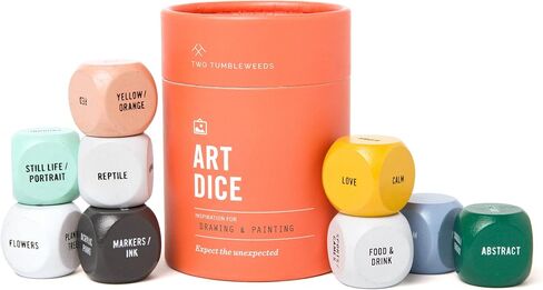 اثنان من Tumbleweeds Art Dice - لعبة الرسم والرسم للبالغين والفنانين والمعلمين - مجموعة من 9 زهر للإلهام الإبداعي - مطالبات الرسم للاستوديو والفصول الدراسية - هدية للفنان - 1+ لاعبين in Kuwait