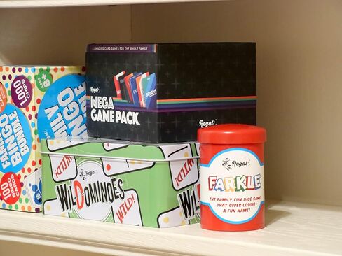 Regal Games - Farkle Classic Dice Game w/ 6 Colored Dice, 1 Convenient Dice Cup for Easy Shaking, and 25 Score Sheets - Fun Family Game for Travel, Camp, and More - Ideal for 2-4 Players (Ages 12+) in Saudi Arabia