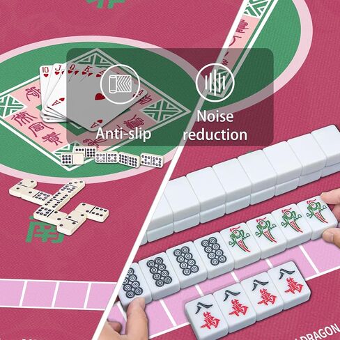 Mahjong Mat ، حصيرة Mahjong ، تقليل الضوضاء غير المنقولة Mahjong for table ، 32.4*32.4 بوصة Mahjong Table Mat للبوكر ، حصيرة ألعاب الطاولة ، ألعاب الورق ، ألعاب البلاط ، Dominoes (Blue) in Kuwait
