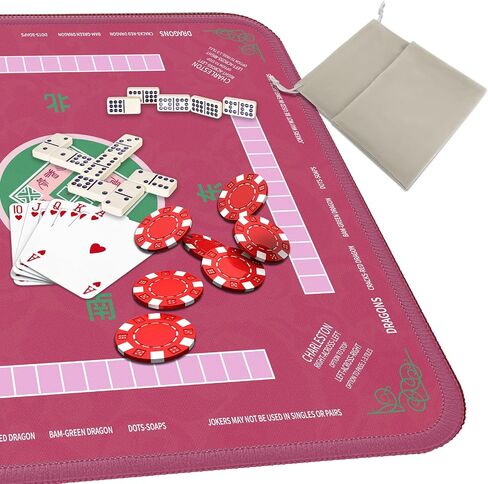 Mahjong Mat ، حصيرة Mahjong ، تقليل الضوضاء غير المنقولة Mahjong for table ، 32.4*32.4 بوصة Mahjong Table Mat للبوكر ، حصيرة ألعاب الطاولة ، ألعاب الورق ، ألعاب البلاط ، Dominoes (Blue) in Kuwait