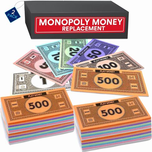 Monopoly Money Replacement Play Money 80 Sheets Total in Mixed Colors: $1, $5, $10, $20,$50,$100,$1000 in Kuwait