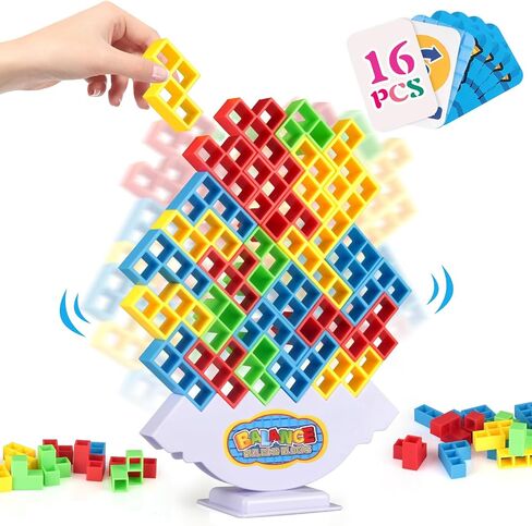 LIMYIOM 64Pcs Tetra Tower Game, Family Board for 2 Players Family Games, Christmas Stocking Stuffers for Teen Boys, Girls, Kids, Adults, Building Blocks Balance Games Toys for Family and Classroom in Kuwait