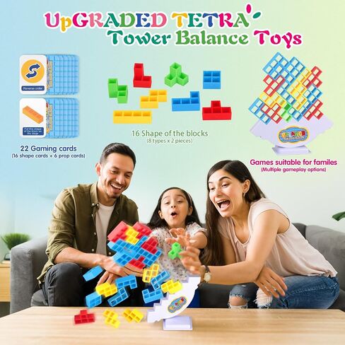 LIMYIOM 64Pcs Tetra Tower Game, Family Board for 2 Players Family Games, Christmas Stocking Stuffers for Teen Boys, Girls, Kids, Adults, Building Blocks Balance Games Toys for Family and Classroom in Kuwait