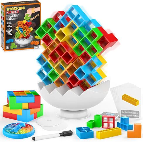 64PCS Stack Attack Game for Adult & Kids, Tetra Board Tower Games for Family Travel Party, 2 Players Balance Stacking Toy, Team Toys Building Block in Saudi Arabia