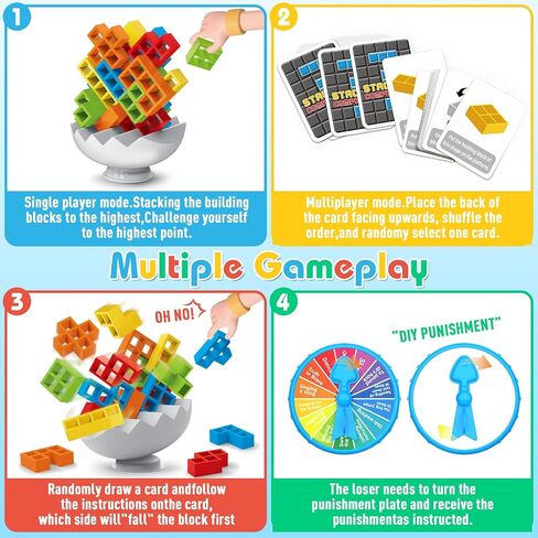 64PCS Stack Attack Game for Adult & Kids, Tetra Board Tower Games for Family Travel Party, 2 Players Balance Stacking Toy, Team Toys Building Block in Saudi Arabia