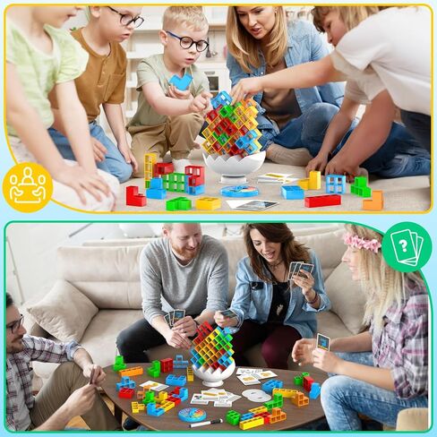 64PCS Stack Attack Game for Adult & Kids, Tetra Board Tower Games for Family Travel Party, 2 Players Balance Stacking Toy, Team Toys Building Block in Kuwait