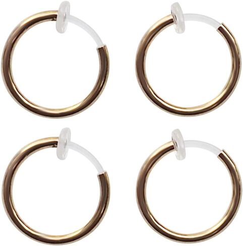 Men's 15 mm Small Comfortable Plastic Invisible Clip On Hoop Earrings Unisex Silver tone for guysabi Grace 15mm in Saudi Arabia