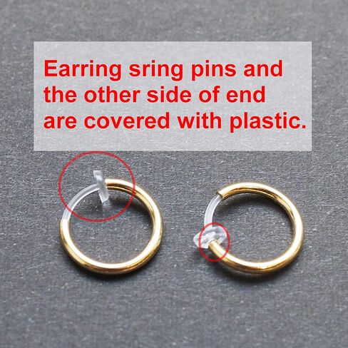Men's 15 mm Small Comfortable Plastic Invisible Clip On Hoop Earrings Unisex Silver tone for guysabi Grace 15mm in Saudi Arabia