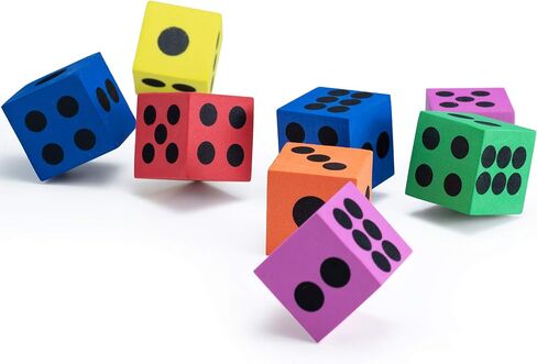 Foam Dice Set - Bulk Pack of 36, 1.5 Inch Large Assorted Colorful Foam Dice Cubes with Number Dots, Use for Kids, Classrooms, Math Games, Building Toys, Party Supplies by Bedwina in Saudi Arabia