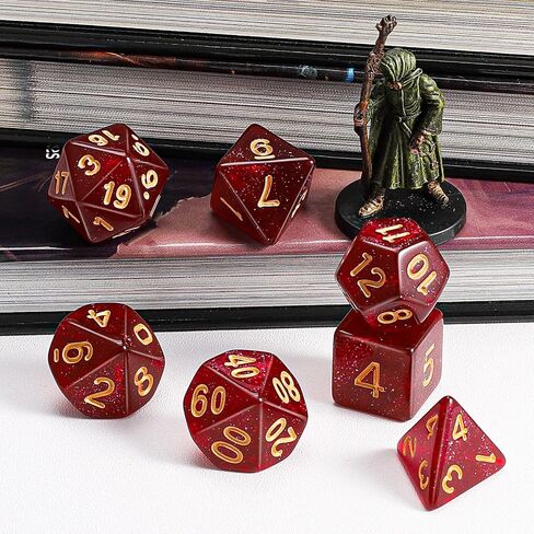 QMay 7 Sets Polyhedral Dice - 49 Pcs (7 X 7) DND Dice + 7 Drawstring Bags in Saudi Arabia