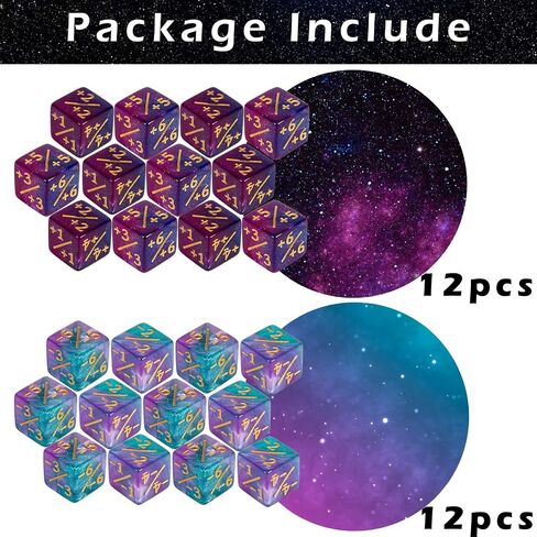 24 Pieces MTG Dice Counters Plus 1 Counter D6 Dice Set Life Tokens for MTG TCG Magic Cards Game Accessories, Blue&Purple in Saudi Arabia