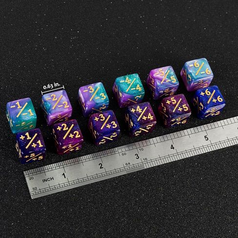 24 Pieces MTG Dice Counters Plus 1 Counter D6 Dice Set Life Tokens for MTG TCG Magic Cards Game Accessories, Blue&Purple in Saudi Arabia