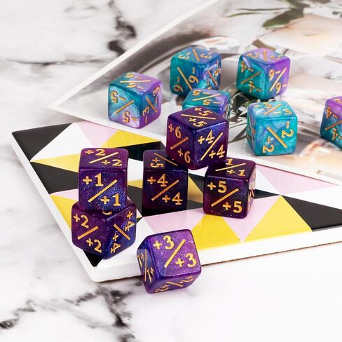 24 Pieces MTG Dice Counters Plus 1 Counter D6 Dice Set Life Tokens for MTG TCG Magic Cards Game Accessories, Blue&Purple in Saudi Arabia