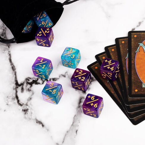 24 Pieces MTG Dice Counters Plus 1 Counter D6 Dice Set Life Tokens for MTG TCG Magic Cards Game Accessories, Blue&Purple in Saudi Arabia