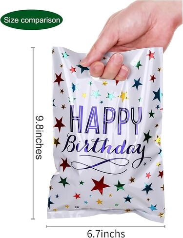 Medium(6.7 * 9.8inch) Happy Birthday Party Favor Bags 40 PCS Plastic Goodies Loot Bags Bulk for Kids Baby Girls & Boys Birthday Return Gift (B Style 40 Packs) in Saudi Arabia