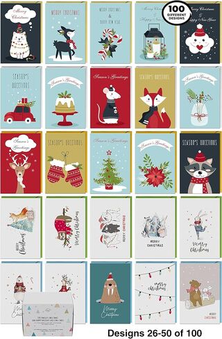 Dessie 100 فريدة من نوعها Thank You Cards Bulk - بطاقات Note فارغة مع 100 تصميمات مختلفة ، ملونة ، لا تكرار. الأظرف الملونة ، الأختام الذهبية وصندوق التخزين القوي. in Kuwait