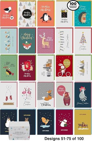 Dessie 100 فريدة من نوعها Thank You Cards Bulk - بطاقات Note فارغة مع 100 تصميمات مختلفة ، ملونة ، لا تكرار. الأظرف الملونة ، الأختام الذهبية وصندوق التخزين القوي. in Kuwait