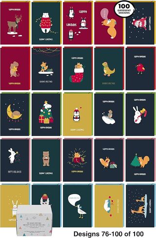 Dessie 100 فريدة من نوعها Thank You Cards Bulk - بطاقات Note فارغة مع 100 تصميمات مختلفة ، ملونة ، لا تكرار. الأظرف الملونة ، الأختام الذهبية وصندوق التخزين القوي. in Kuwait