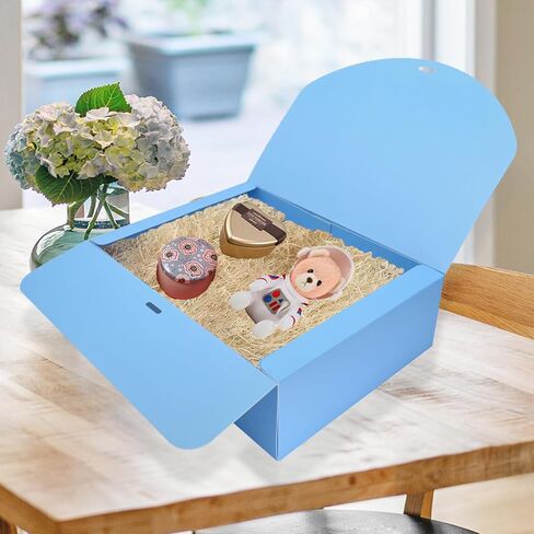 10 PCS Gift Boxes with Lids, 10.6x7.8x3.1 Inch Kraft Paper Gift Box, White with Ribbon, Bridesmaid Proposal Box for Wedding, Packaging, Present, Birthday, Cupcake in Saudi Arabia