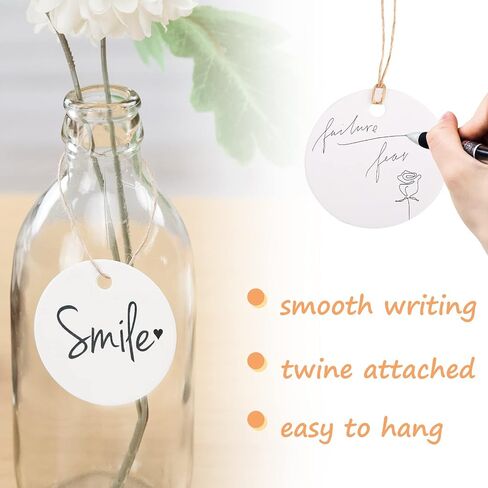 SallyFashion 120PCS White Round Gift Tags, Kraft Paper Gift Tags with String Blank Hang Tags for Gifts Wrapping Craft Project Wedding Favors in Saudi Arabia