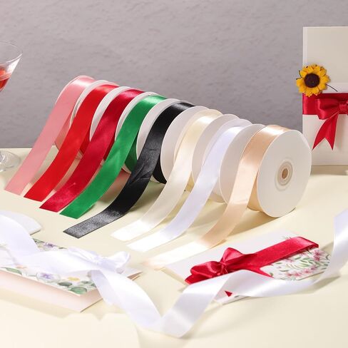 Double Faced Black Ribbon 1 Inch 30 Yards Satin Craft Ribbon for Gift Wrapping Flower Bouquet Bow Making Party Graduate Easter Mother's Day Decorations in Saudi Arabia