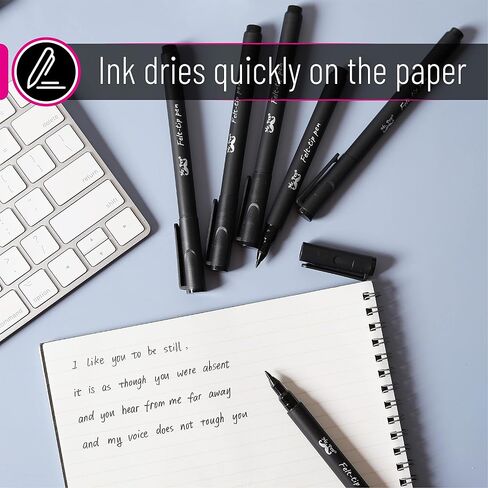 Mr. Pen- Pens, Felt Tip Pens, Black Pens, Pack of 6, Fast Dry, No Smear, Fine Point Pens Black, Black Felt Tip Pens, Bible Journaling Pens, Felt Pens, Planner Markers, Pens for Journaling in Saudi Arabia