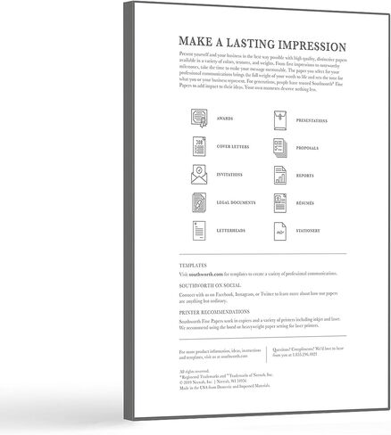 Southworth® 100% Cotton Résumé Paper, 8 1/2" x 11", 24 Lb, 100% Recycled, Ivory, Pack Of 100 in Saudi Arabia