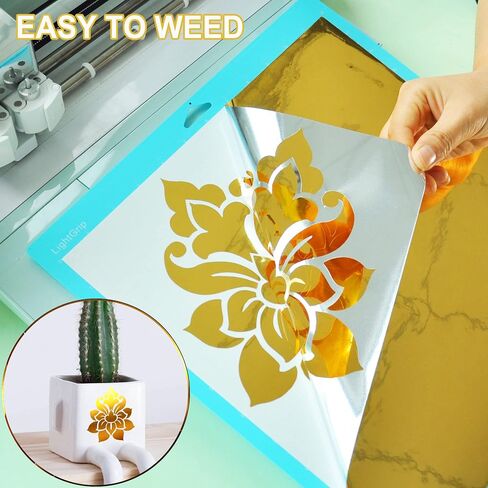 Prime Vinyl Gold Permanent Vinyl, Chrome Gold Vinyl for Cricut - 12" x 10 FT-Metallic Adhesive Vinyl for Silhouette Cameo, Decor Sticker, Cutting Machine, Home Decal in Kuwait