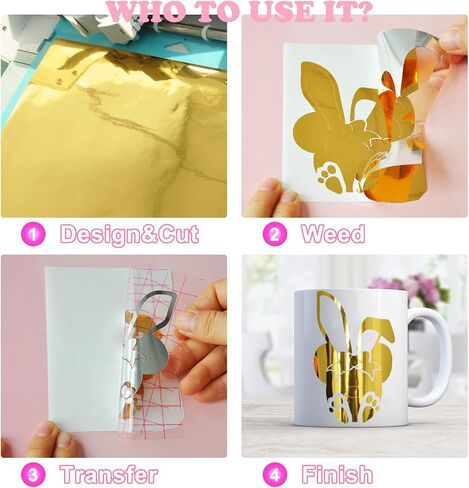 Prime Vinyl Gold Permanent Vinyl, Chrome Gold Vinyl for Cricut - 12" x 10 FT-Metallic Adhesive Vinyl for Silhouette Cameo, Decor Sticker, Cutting Machine, Home Decal in Kuwait