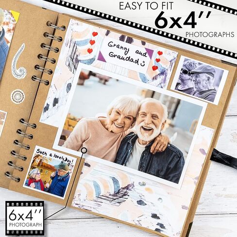 Bstorify Scrapbook Album 60 Pages (8 x 8 Inch) Brown Thick 200gsm Kraft Paper, Photo Album Scrapbook, Memory Book - Ideal for Your Scrapbooking Albums Art & Craft Projects in Saudi Arabia