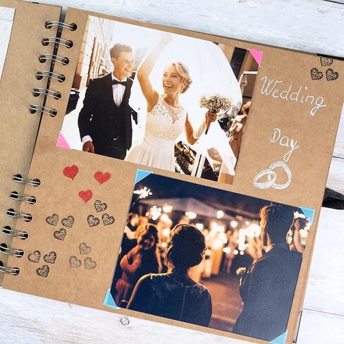 Bstorify Scrapbook Album 60 Pages (8 x 8 Inch) Brown Thick 200gsm Kraft Paper, Photo Album Scrapbook, Memory Book - Ideal for Your Scrapbooking Albums Art & Craft Projects in Saudi Arabia
