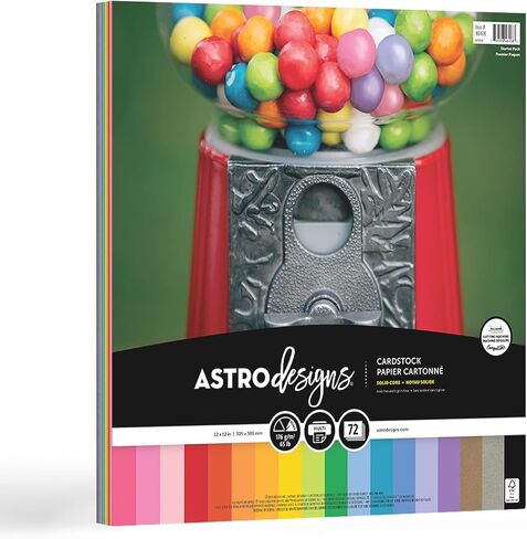 Astrodesigns/Creative Collection Starter Kit Cardstock ، 12 "× 12" ، 65 رطلًا/176 GSM 18-Color Lindsmitment ، 72 ورقة (46408-03) in Kuwait