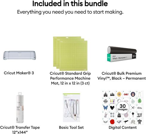 Cricut Maker 3 & Digital Content Library Bundle - Includes 30 images in Design Space App - Smart Cutting Machine, 2X Faster & 10X Cutting Force, Cuts 300+ Materials, Blue in Saudi Arabia