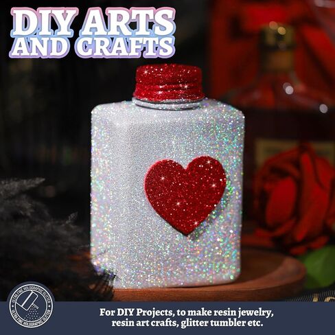 LEOBRO Pink Glitter, Glitter, 180g/6.35oz Fine Glitter, Craft Glitter for Resin, Glitter Flowers, Iridescent Glitter for Crafts, DIY Holiday Party Decor, Nail Body Art, Valentine Decorations in Kuwait