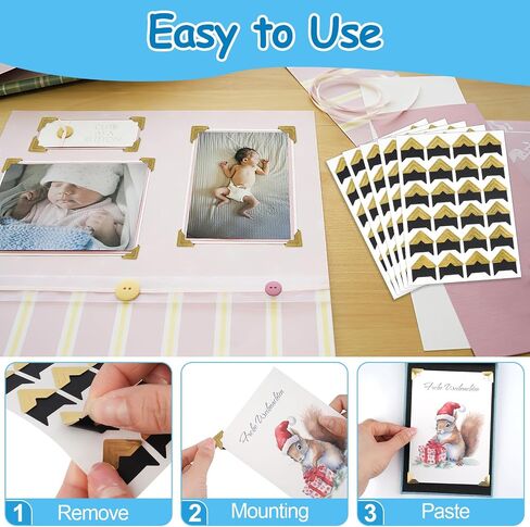 432 Pcs Photo Corners, Self Adhesive Picture Corners, Acid Free Corner Stickers for Scrapbooking, Photo Mounting Corners for DIY Scrapbook, Photo Album, Memory Books (Mixed Colors) in Kuwait