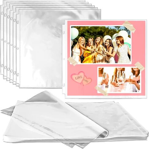 VMIAPXO 100 Pack 12 "× 12" حماية صفحات الدفاع ، الأكمام الواقية للورق الحرفي صور جيوب تخزين فينيل تخزين منظمات SCRAPBOOK SCROPBAIN in Kuwait