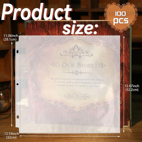 VMIAPXO 100 Pack 12 "× 12" حماية صفحات الدفاع ، الأكمام الواقية للورق الحرفي صور جيوب تخزين فينيل تخزين منظمات SCRAPBOOK SCROPBAIN in Kuwait
