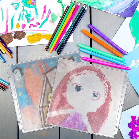VMIAPXO 100 Pack 12 "× 12" حماية صفحات الدفاع ، الأكمام الواقية للورق الحرفي صور جيوب تخزين فينيل تخزين منظمات SCRAPBOOK SCROPBAIN in Kuwait