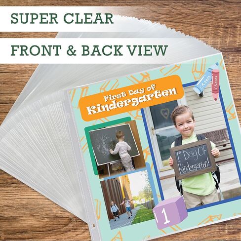 Samsill Scrapbook Refill Pages 12x12 Inch, 50 Pack, Fits 3 Ring Scrapbook Binders and 12x12 Photo Albums, Top-Loading, Heavy-Duty, Holds 2 Pages, Super Clear in Saudi Arabia