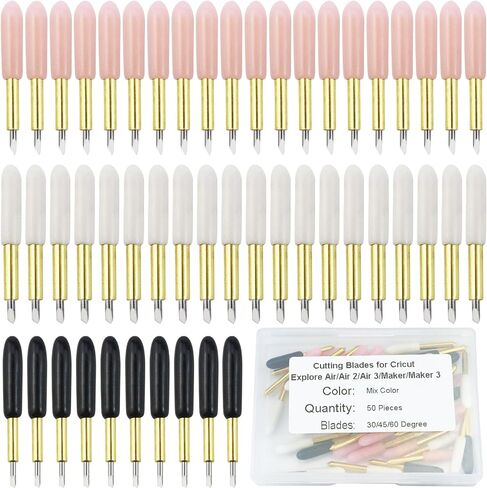 50pcs شفرات القطع البديلة لـ Cricut Explore Air 2/Air 3/Maker/Maker 3 ، تشمل 10pcs Fine Point و 20pcs Standard Blade و 20pcs Point Point Resplication Rades in Kuwait