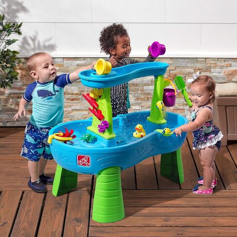 Step2 Rain Showers Splash Pond Toddler Water Table, Kids Water and Sand Activity Sensory Playset, Summer Outdoor Toys, 13 Piece Toy Accessories, For Toddles 1.5+ Years Old in Saudi Arabia
