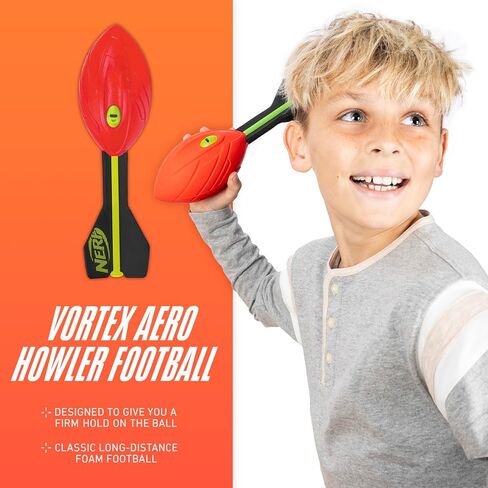 Nerf Vortex Aero Howler Foam Ball, Classic Long-Distance Football, Flight-Optimizing Tail, Whistling Sound, Indoor & Outdoor Fun, Christmas Stocking Stuffers for Kids in Saudi Arabia