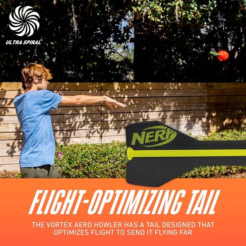 Nerf Vortex Aero Howler Foam Ball, Classic Long-Distance Football, Flight-Optimizing Tail, Whistling Sound, Indoor & Outdoor Fun, Christmas Stocking Stuffers for Kids in Saudi Arabia