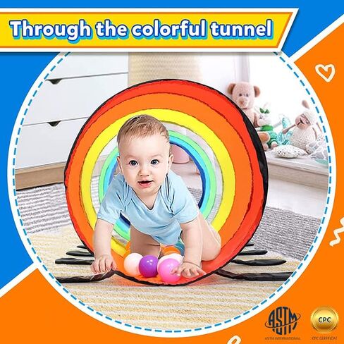 Kids Play Tunnel Tent for Toddlers, Colorful Pop Up Crawl Tunnel Toy for Baby or Pet with Breathable Mesh, Collapsible Gift for Boy and Girl Play Tunnel Indoor and Outdoor Game in Kuwait