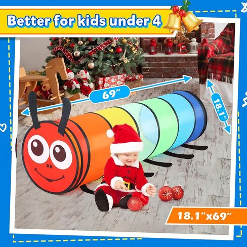 Kids Play Tunnel Tent for Toddlers, Colorful Pop Up Crawl Tunnel Toy for Baby or Pet with Breathable Mesh, Collapsible Gift for Boy and Girl Play Tunnel Indoor and Outdoor Game in Kuwait